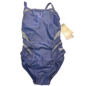 Speedo Navy Blue One-Piece Swimsuit Athletic‎ Performance Swimwear size 28 A-700